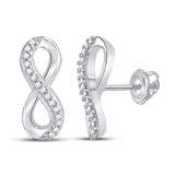 10kt White Gold Womens Round Diamond Infinity Earrings 1/20 Cttw