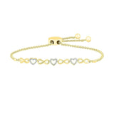 10kt Yellow Gold Womens Round Diamond Heart Bolo Bracelet 1/12 Cttw