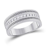 14kt White Gold Mens Round Diamond Wedding Band Ring 1/2 Cttw