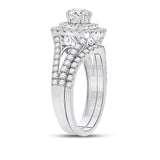 14kt White Gold Round Diamond Bridal Wedding Ring Band Set 1-5/8 Cttw