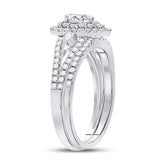 14kt White Gold Pear Diamond Bridal Wedding Ring Band Set 1 Cttw