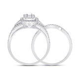 14kt White Gold Baguette Diamond Bridal Wedding Ring Band Set 5/8 Cttw