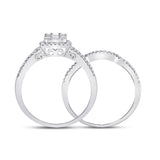 14kt White Gold Baguette Diamond Bridal Wedding Ring Band Set 1/2 Cttw