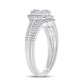 14kt White Gold Baguette Diamond Bridal Wedding Ring Band Set 1/2 Cttw