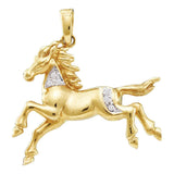 10kt Yellow Gold Womens Round Diamond Horse Pony Animal Pendant 1/20 Cttw