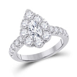 14kt White Gold Pear Diamond Halo Bridal Wedding Engagement Ring 2-3/8 Cttw
