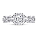 14kt White Gold Cushion Diamond Solitaire Bridal Wedding Engagement Ring 1-1/3 Cttw