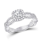 14kt White Gold Cushion Diamond Solitaire Bridal Wedding Engagement Ring 1-1/3 Cttw