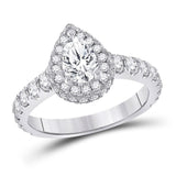 14kt White Gold Pear Diamond Solitaire Bridal Wedding Engagement Ring 2 Cttw