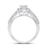 14kt White Gold Emerald Diamond Bridal Wedding Ring Band Set 1-1/2 Cttw