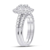 14kt White Gold Oval Diamond Bridal Wedding Ring Band Set 1-5/8 Cttw