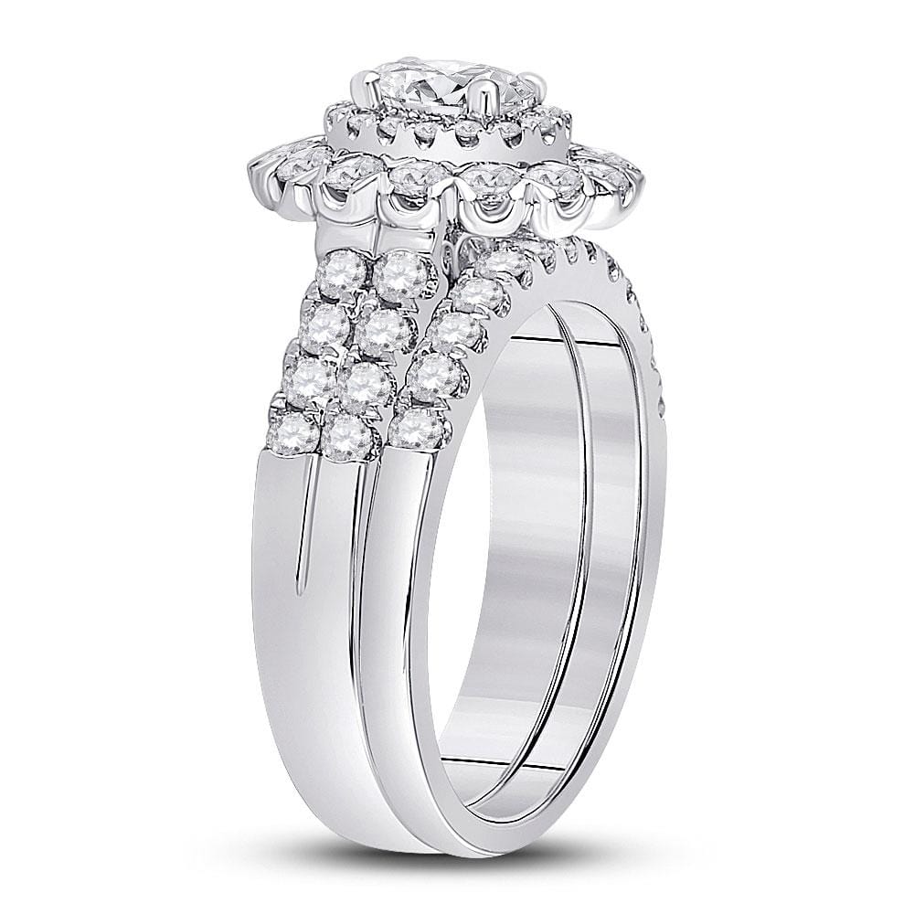 14kt White Gold Oval Diamond Bridal Wedding Ring Band Set 1-/8 Cttw