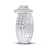 14kt White Gold Cushion Diamond Bridal Wedding Ring Band Set 1-/8 Cttw