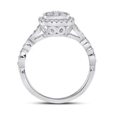 14kt White Gold Womens Round Diamond Square Cluster Ring 1/2 Cttw
