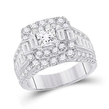 14kt White Gold Princess Diamond Square Bridal Wedding Engagement Ring 3 Cttw
