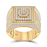 14kt Yellow Gold Mens Round Diamond Square Cluster Ring 3 Cttw