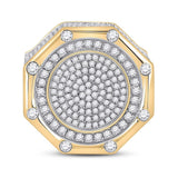 14kt Yellow Gold Mens Round Diamond Octagon Cluster Ring 2-3/4 Cttw