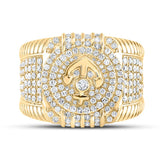14kt Yellow Gold Mens Round Diamond Anchor Fashion Ring 2-1/3 Cttw