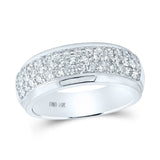 14kt White Gold Mens Round Diamond Pave Band Ring 1-1/2 Cttw