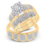 10kt Yellow Gold His Hers Round Diamond Halo Matching Wedding Set /8 Cttw
