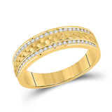 14kt Yellow Gold Mens Round Diamond Wedding Braided Inlay Band Ring 1/3 Cttw