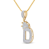 10kt Yellow Gold Mens Baguette Diamond Crown D Letter Charm Pendant 3/4 Cttw