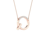 10kt Rose Gold Womens Round Diamond Initial Q Letter Necklace 1/20 Cttw