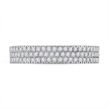 10kt White Gold Womens Round Diamond Pave Band Ring 1/2 Cttw