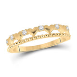 10kt Yellow Gold Womens Round Diamond Heart Band Ring 1/10 Cttw
