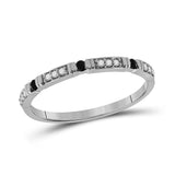 10kt White Gold Womens Round Black Color Enhanced Diamond Band Ring 1/10 Cttw