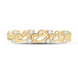 10kt Yellow Gold Womens Round Diamond Curl Band Ring 1/10 Cttw