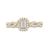 14kt Yellow Gold Emerald Diamond Halo Bridal Wedding Engagement Ring 5/8 Cttw