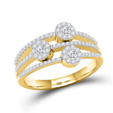 14kt Yellow Gold Womens Round Diamond Cluster Strand Band Ring 1/2 Cttw