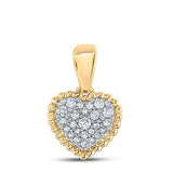 10kt Yellow Gold Womens Round Diamond Heart Pendant 1/8 Cttw