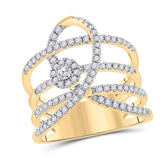 14kt Yellow Gold Womens Round Diamond Loop Fashion Ring 3/4 Cttw
