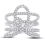 14kt White Gold Womens Round Diamond Spiral Strand Fashion Ring 3/4 Cttw