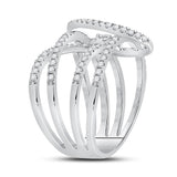 14kt White Gold Womens Round Diamond Spiral Strand Fashion Ring 3/4 Cttw