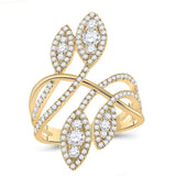 14kt Yellow Gold Womens Round Diamond Statement Fashion Ring 1-1/5 Cttw