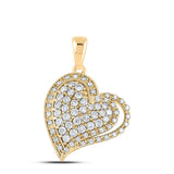 14kt Yellow Gold Womens Round Diamond Heart Pendant 5/8 Cttw