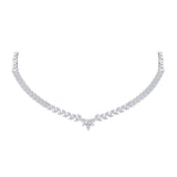 14kt White Gold Womens Round Diamond Luxury Fashion Necklace 3 Cttw