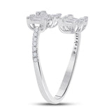 14kt White Gold Womens Baguette Diamond Bisected Fashion Ring 5/8 Cttw