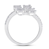 14kt White Gold Womens Baguette Diamond Bisected Fashion Ring 5/8 Cttw
