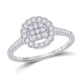 14kt White Gold Womens Round Diamond Circle Cluster Ring 3/8 Cttw