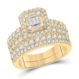 14kt Yellow Gold Baguette Diamond Bridal Wedding Ring Band Set 2 Cttw