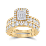 14kt Yellow Gold Baguette Diamond Bridal Wedding Ring Band Set 2-1/5 Cttw
