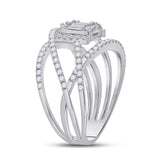14kt White Gold Womens Baguette Diamond Fashion Ring 1 Cttw