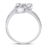 14kt White Gold Womens Round Diamond Spiral Flower Fashion Ring 1 Cttw