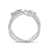 14kt White Gold Womens Baguette Diamond Negative Space Fashion Ring 3/4 Cttw
