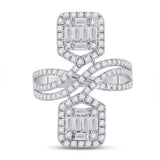 14kt White Gold Womens Baguette Diamond Fashion Ring 1-1/2 Cttw
