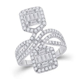 14kt White Gold Womens Baguette Diamond Fashion Ring 1-1/2 Cttw